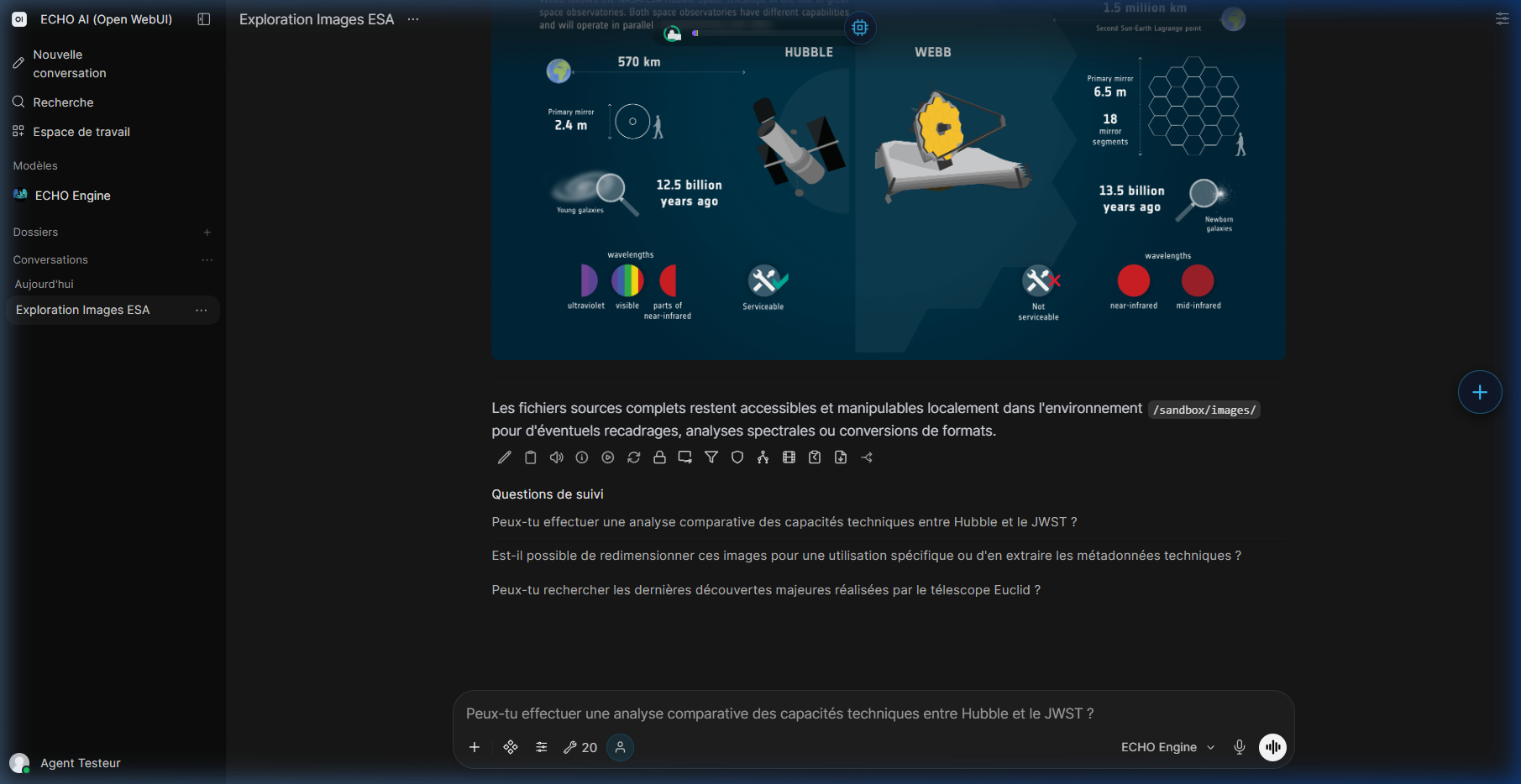 Exploration de fichiers dans l'Espace Personnel